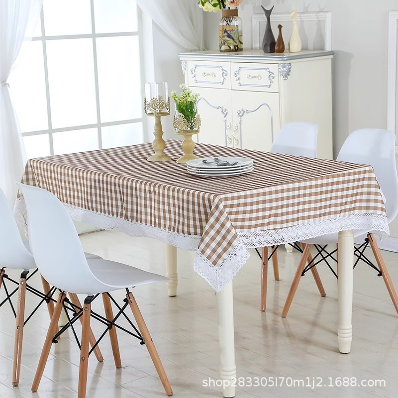 Mesa de centro pastoral mantel impermeable mantel a cuadros mantel de comedor tela de algodón y lino mantel de escritorio rectángulo arte minimalista moderno