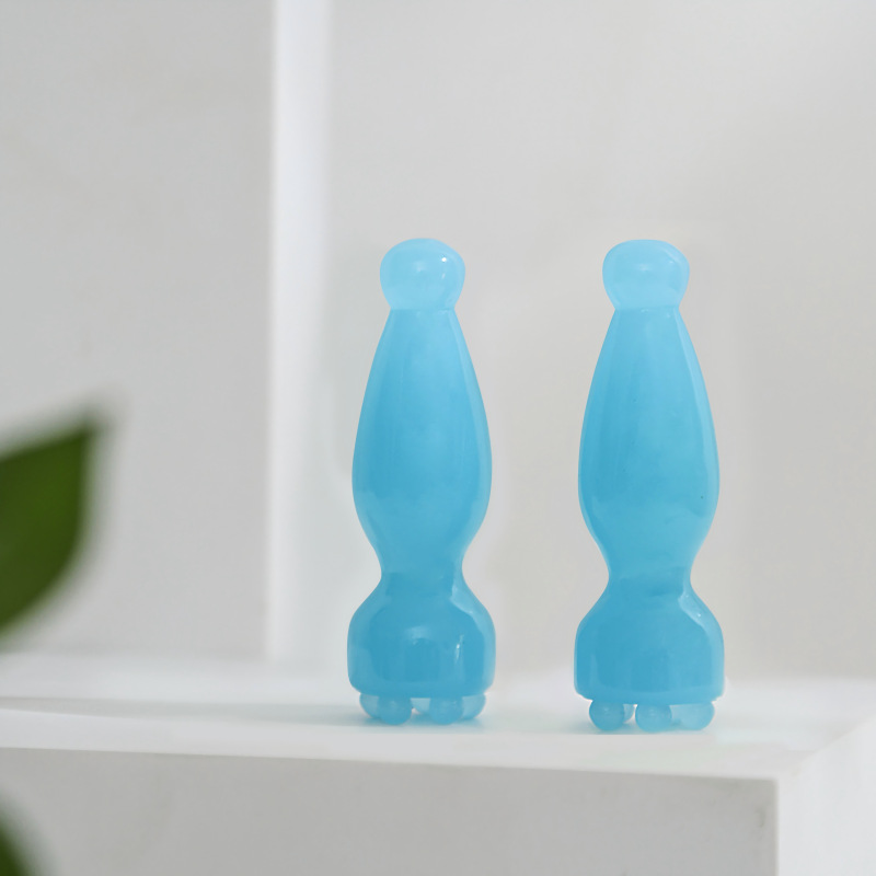 masajeador de ojos de loto pequeño madera de sándalo violeta corno de buey barra de raspado facial drenaje meridianos puntos instrumento de acupuntura