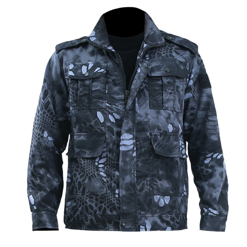 위장 작업복 세트 남성용 내마모성 봄과 가을 검은 파이썬 패턴 남성 노동 노동자 건설 현장 도구 작업복 작업복
