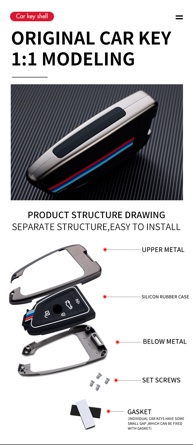Suitable for 21 Bmw New 5 Series 3 Series X1x2x3x4x5x6 Car Key Cover High-end Buckle Key Bag Protective Case