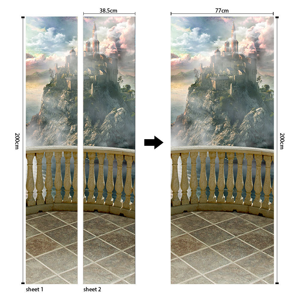 Pegatinas para puertas 3D respetuosas con el medio ambiente, autoadhesivos, fabricantes de origen al por mayor, patrones populares transfronterizos de alta definición, adhesivos para puertas impermeables, a prueba de aceite y antiincrustantes