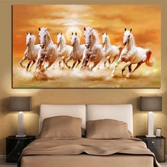 A modern minimalist single running white horse spray painting creative sofa background wall decorative painting poster print