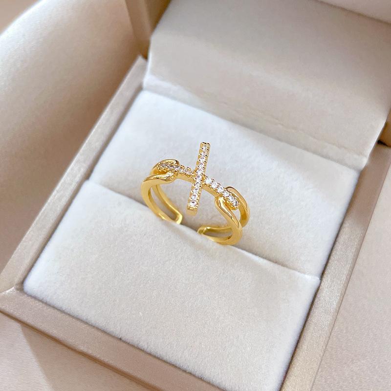 Offener Kreuz Ring Für Damen Modischer Designer Ring Silber Optik_voghion.com
