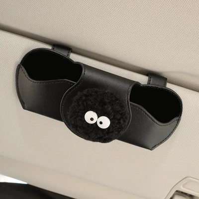 Clip Car Sun Visor Multifunctional: Car Glasses Clip/Bill Clip - big-coal-ball-magnetic-glasses-box-black