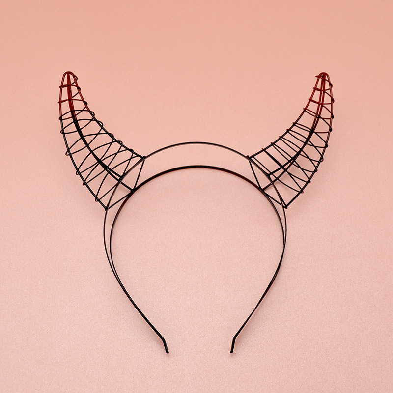 跨境新款万圣节沉睡魔咒恶魔角装扮派对道具铁艺牛角头箍头饰|ms