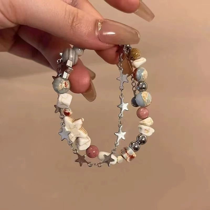 Beaded children's bracelet, adjustable cord, assorted charm styles, 10 cm