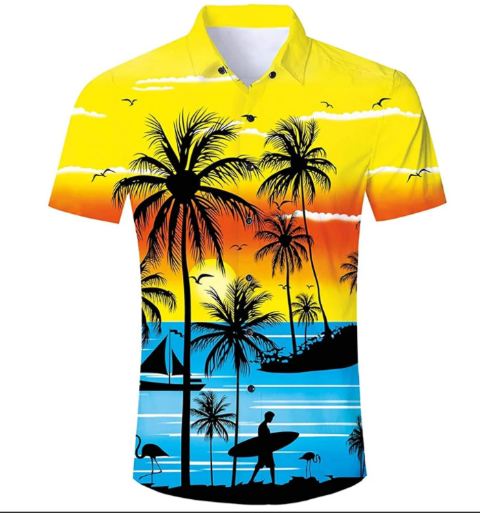 AliExpress hombres del verano Hawaiano Impresión digital camisa de solapa de manga corta Camisa de impresión 3D fuente de fábrica