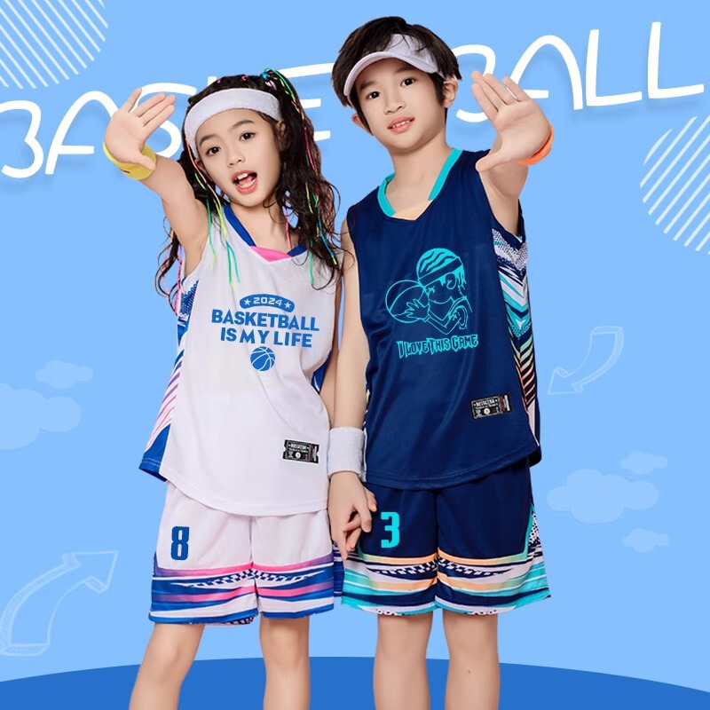 Children's Basketball Training Clothes Boys and Girls Football Clothes Children's Professional Basketball Clothes suit Girls Quick-drying Sports Team Clothes Summer