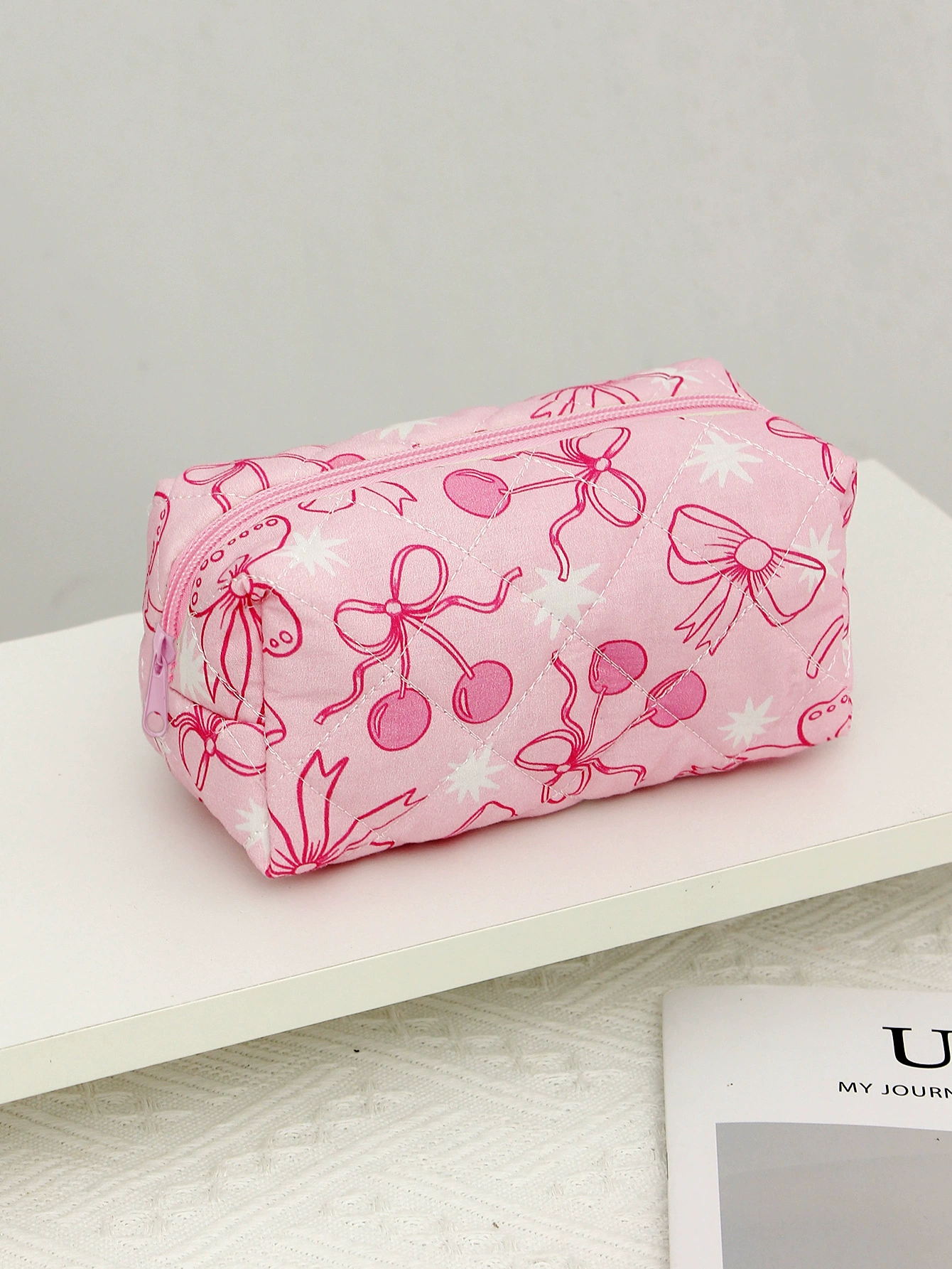 Cosmetic Bag Liner with Bow (liner) — Quilted Cotton, Large/Medium/Small Multi-Size Set