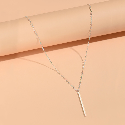 European and American cross-border new products, popular simple metal chain vertical stick necklace, personalized geometric long sweater chain for women