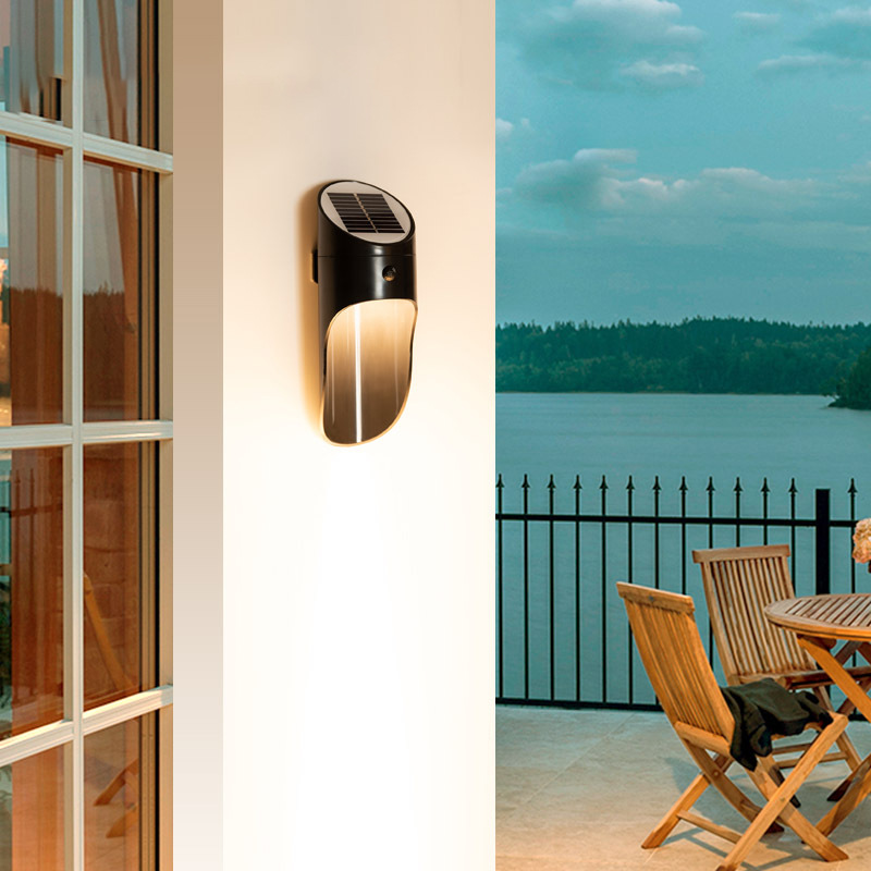 Lámpara solar de pared para exteriores, impermeable, con sensor LED, para balcón, pasillo, jardín, con panel solar, súper brillante, con sensor de movimiento.