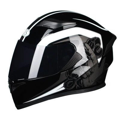 Motosiklet kaskı (dəbilqə) — Factory Direct Delivery Ais Motorcycle - white-geili-with-black-tea-m