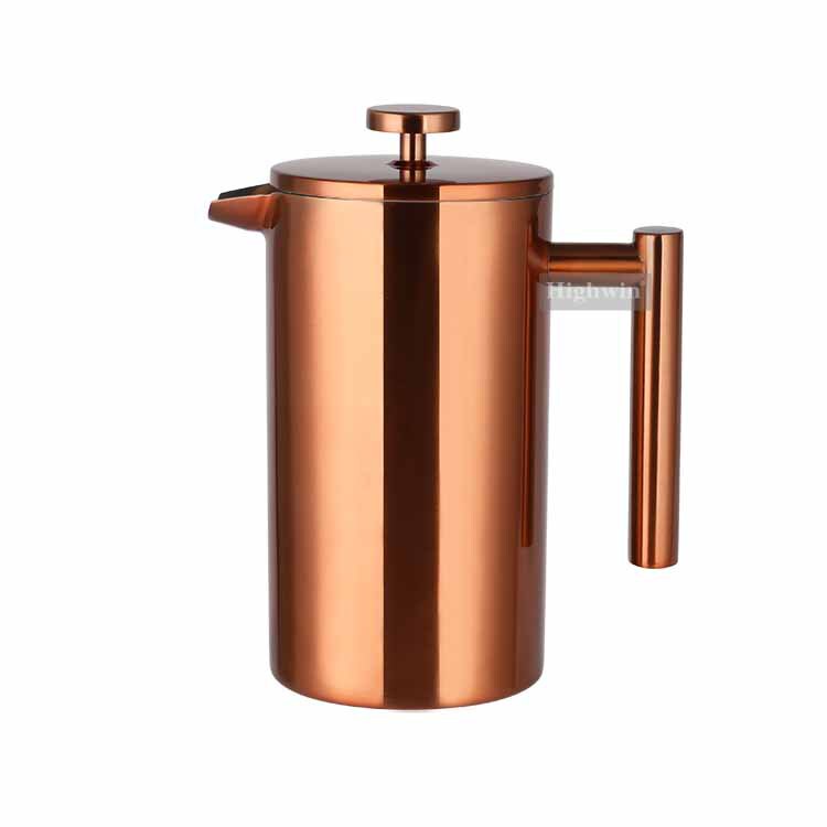 Cross-border hot bronze double-layer stainless steel coffee pot double-wall French Press Pot Hand Brewing teapot manufacturers wholesale Cross-border hot bronze double-layer stainless steel coffee pot double-wall French Press Pot Hand Brewing teapot manufacturers wholesale