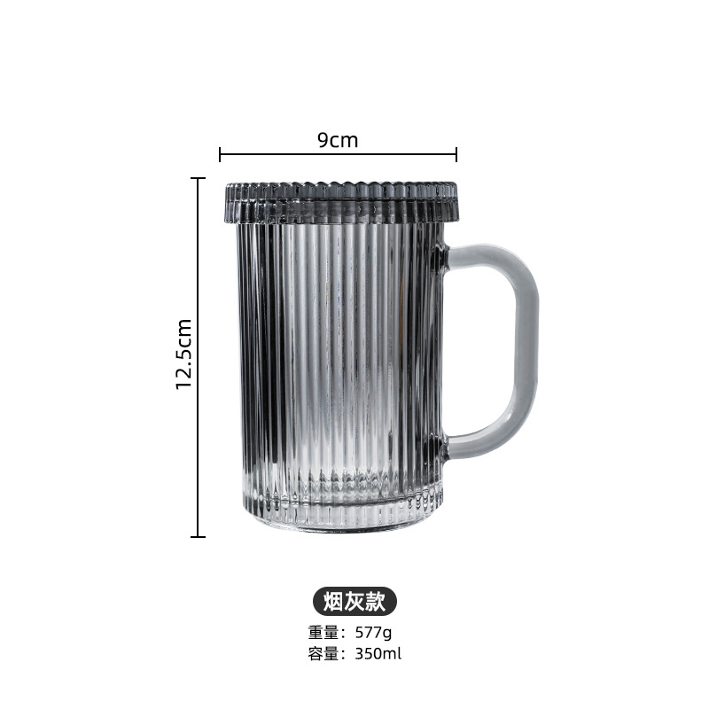 Inswind vertical taza de vidrio con tapa mango taza de menú taza de agua de alto valor de cara taza de desayuno de leche taza de bebida