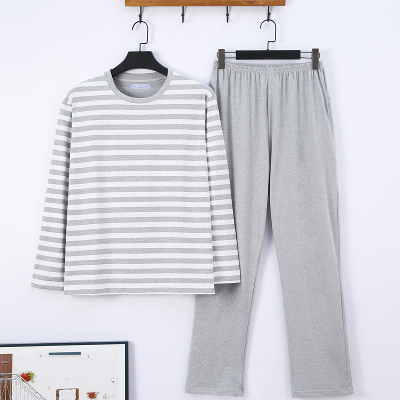 Pijamas de los hombres de manga larga de algodón de primavera y otoño delgada más el tamaño de prendas de vestir exteriores de los hombres pijamas de invierno homewear