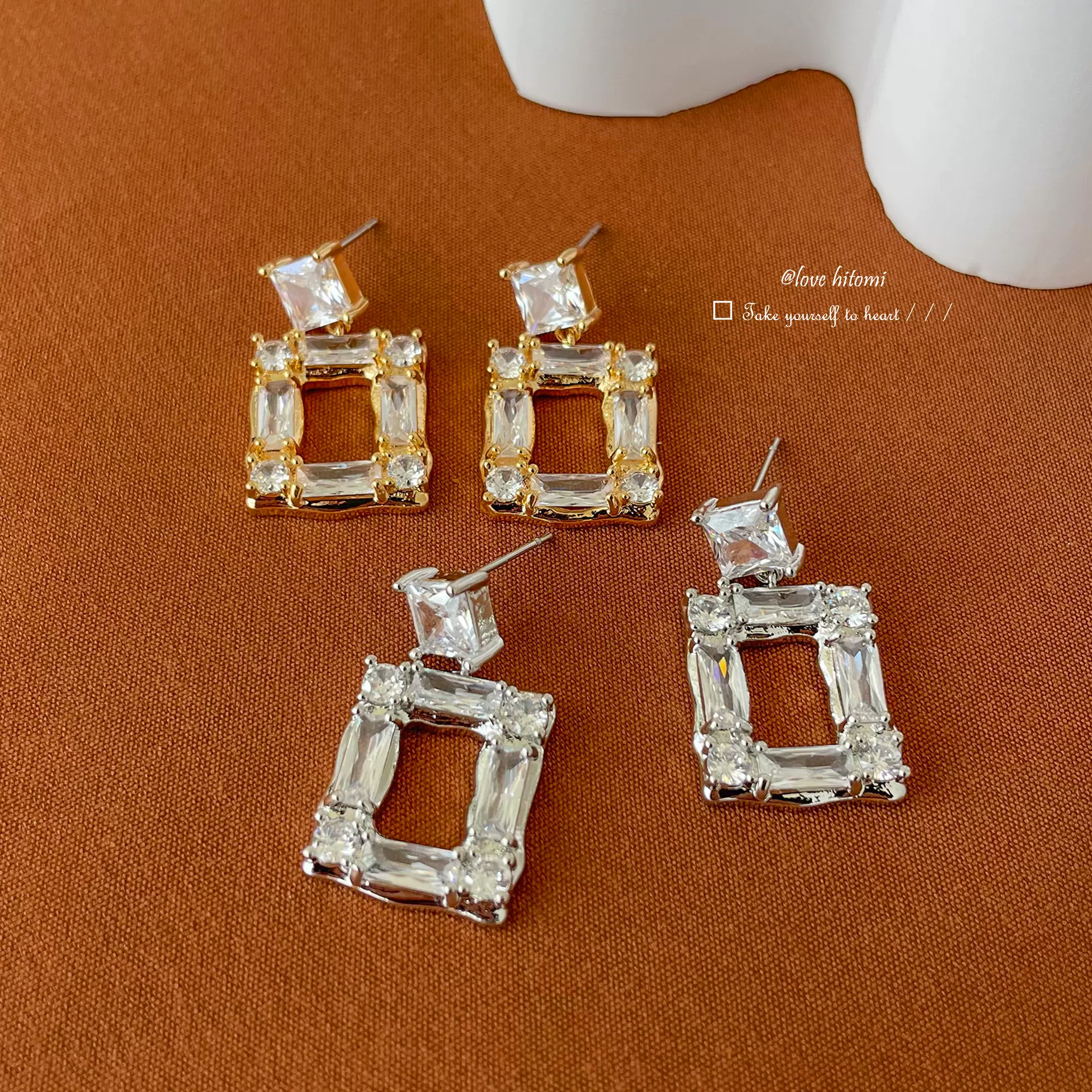 跨境爆款几何方块耳坠时尚简约小众高级设计耳环日常百搭女士耳饰