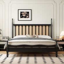 实木藤编床中古风床美式复古床中古风现代简约主卧床卧室成套家具
