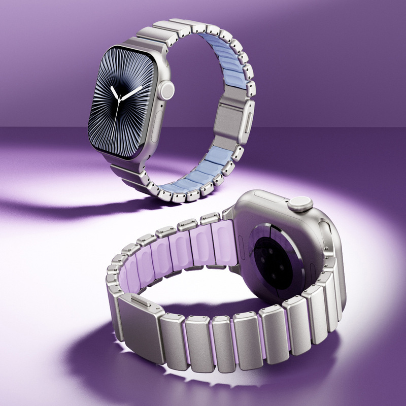 Norman Buckle Strap Suitable for Apple Watch, Slim-Fit One-Bead Silicone Stainless Steel Strap
