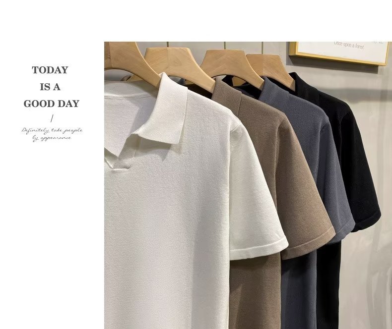 Herenkleding Zomer Effen Kleur Mode Effen Kleur Korte Mouw Overhemd - Zomer Casual Losse Fit Ademend Polyester T-shirt Voor Jeugd & Tieners_voghion.com