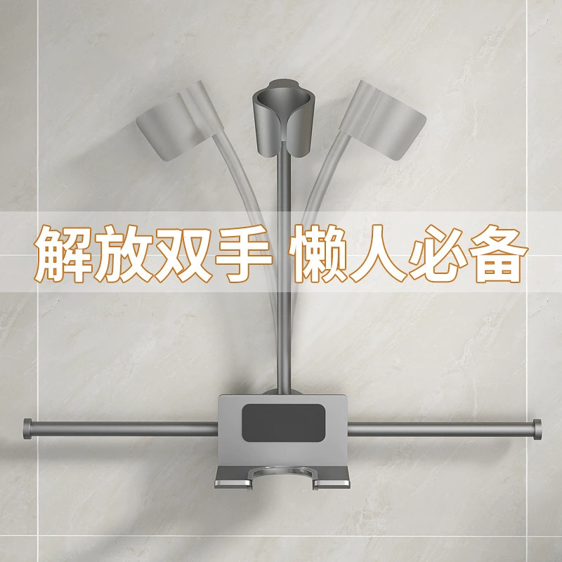 Подставка для фена hands-free, стойка для фена без рук, полка-держатель для ванной, без сверления, алюминиевая