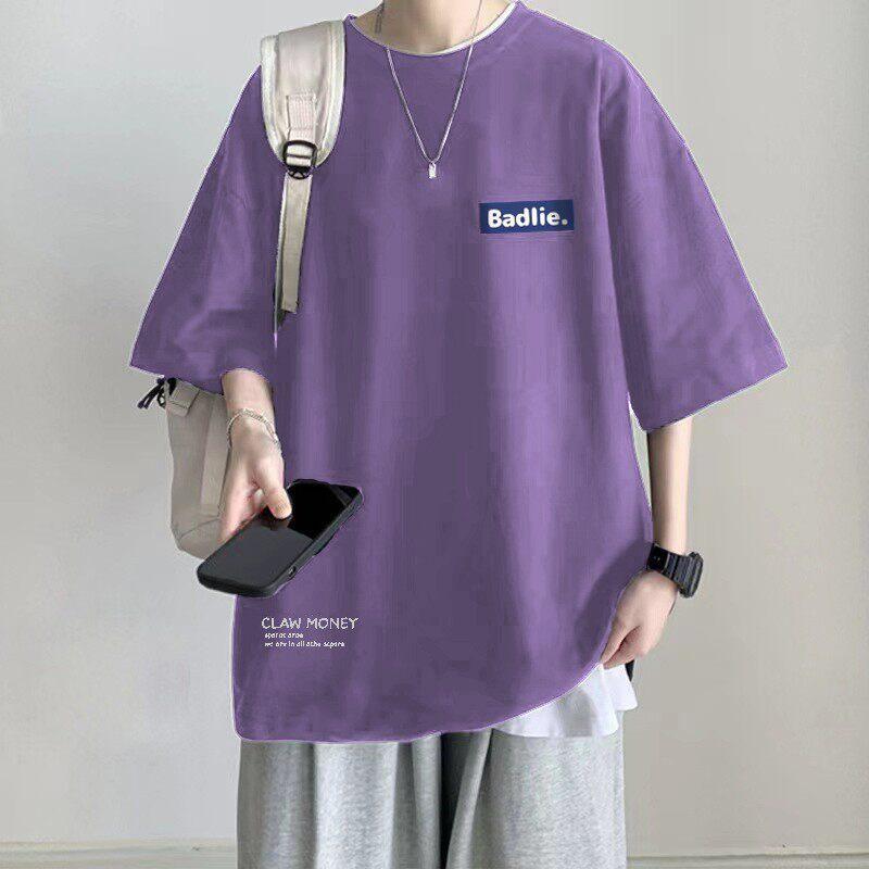 100% Pure Cotton Plus Size 1.0-150kg Summer Trendy Loose Casual Short-Sleeved T-Shirt for Men, Teenagers and Students