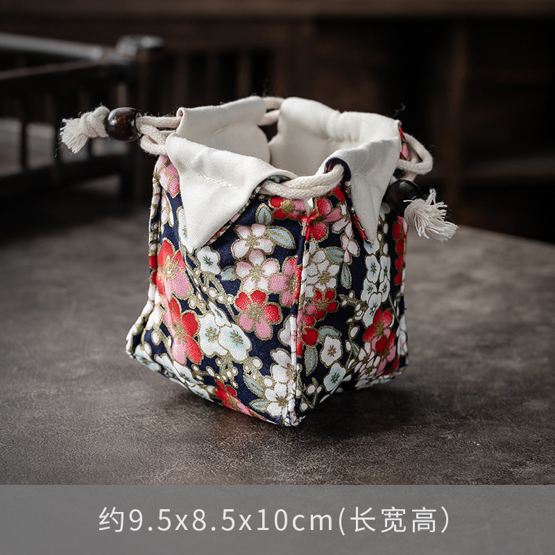 Bolsa de almacenamiento de taza única maestra bolsa de taza maestra taza de té portátil taza de construcción bolsa de tela con cordón de algodón y lino bolsa de tela juego de té