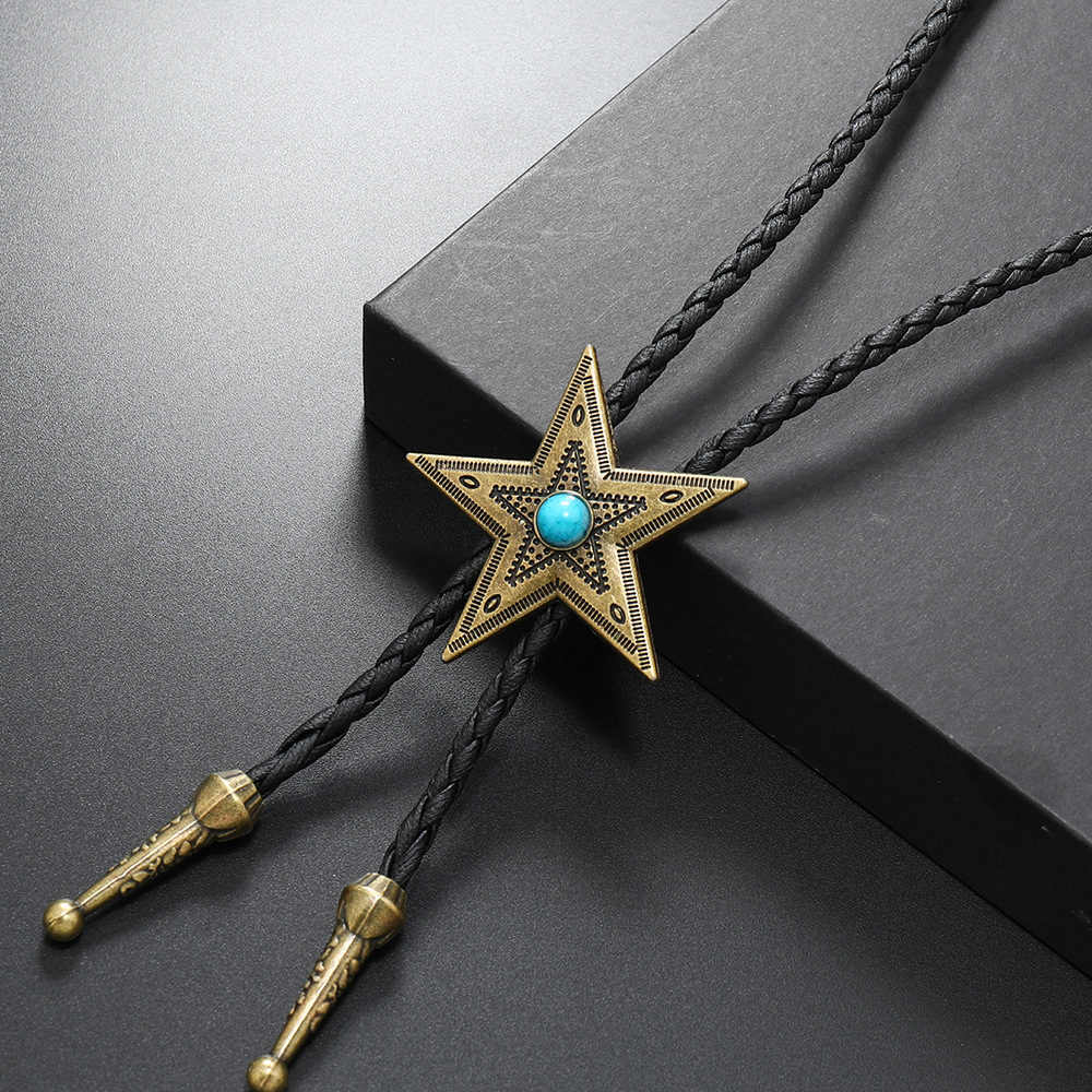 Retro Star Pu Leather Alloy Unisex Bolo Tie Necklaces display picture 6