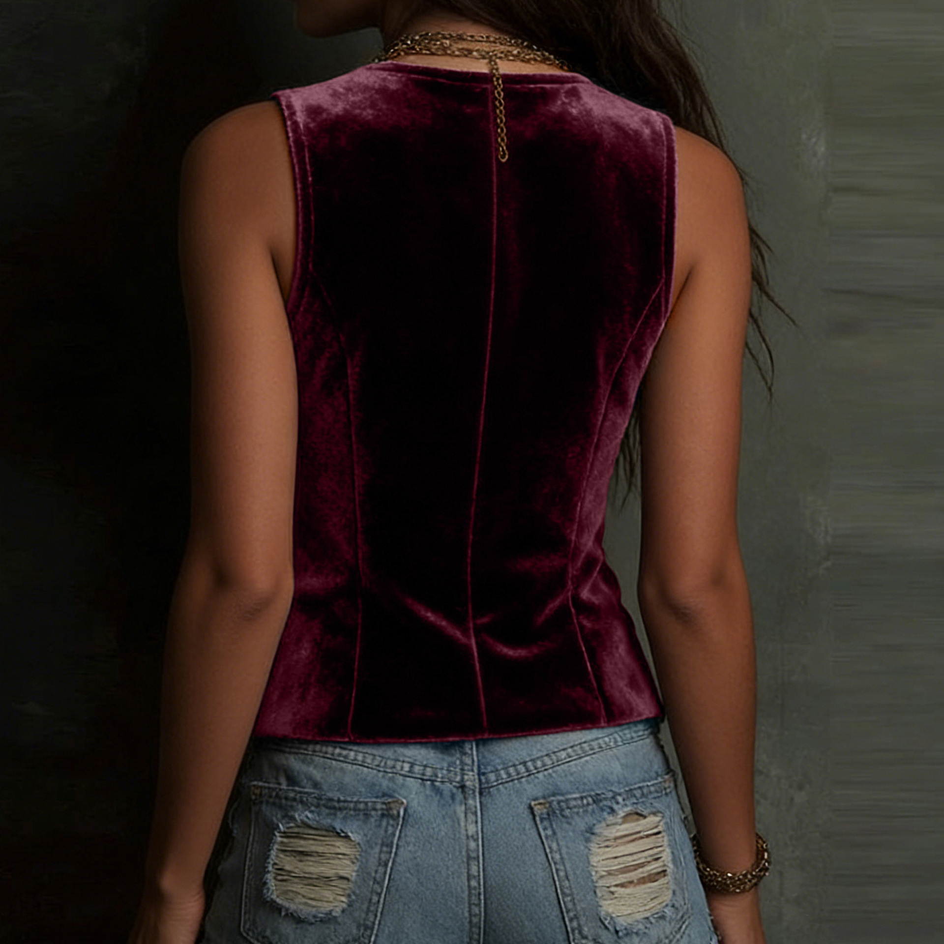 Essential V-Neck Sleeveless Vest For Women, Lightweight Button-Front Layering Tank Top, Versatile Casual And Office Wear_ecoleips.com