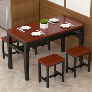 Dining Table and Chairs, Restaurant Rectangular Table and Chair Combination, Breakfast Snack Bar Table, Long Table and Chair, Canteen Table and Chair Combination