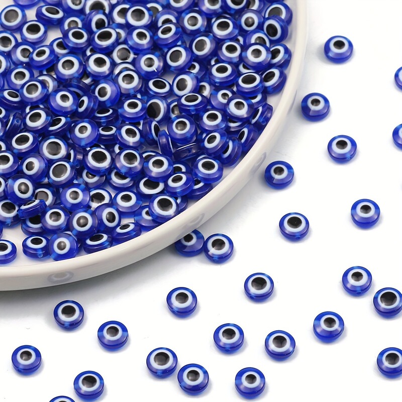 6-12mm resin devil's eye fish eye flat beads blue eyes beaded bracelet necklace beads loose beads accessories wholesale