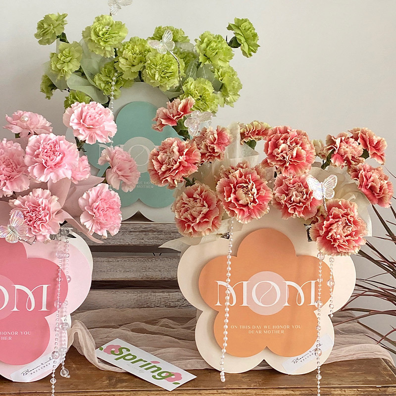 Caja de diseño para bolso de flores, caja tridimensional para arreglos florales, caja de flores para el Día de la Madre, caja de embalaje para regalos florales al por mayor