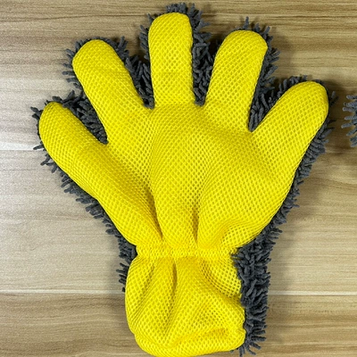 Fred Fengsheng Velvet Thickened Car Car cleaning tools - one-side-yellowone-side-gray-28245cm