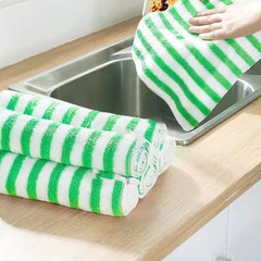 New Korean style bamboo fiber colorful striped dish towels for wet and dry use, lint-free kitchen absorbent and decontamination cleaning cloth