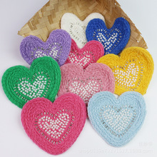 妙艺多色韩版装饰毛线电脑珠绣爱心贴花毛衣胸花配饰立体羊毛补丁