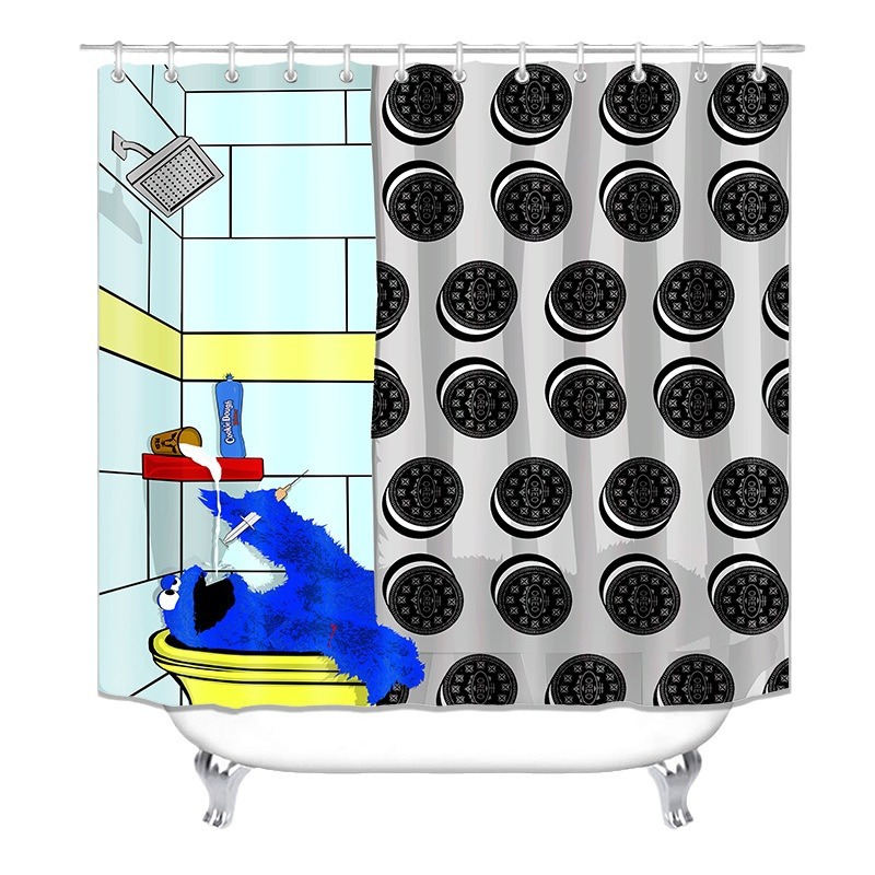 Comercio electrónico transfronterizo Amazon suministro directo Impresión digital Baño de poliéster Cortina de ducha de dibujos animados fábrica suministro directo Cortina de ducha al por mayor