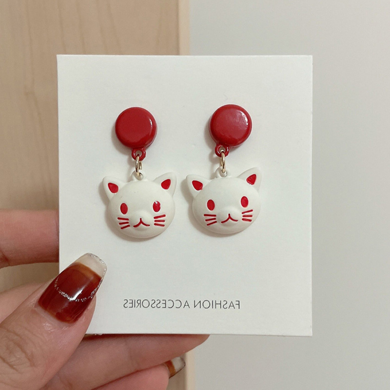 Cute Cat Earrings Fashion Personality Painted Earrings display picture 5