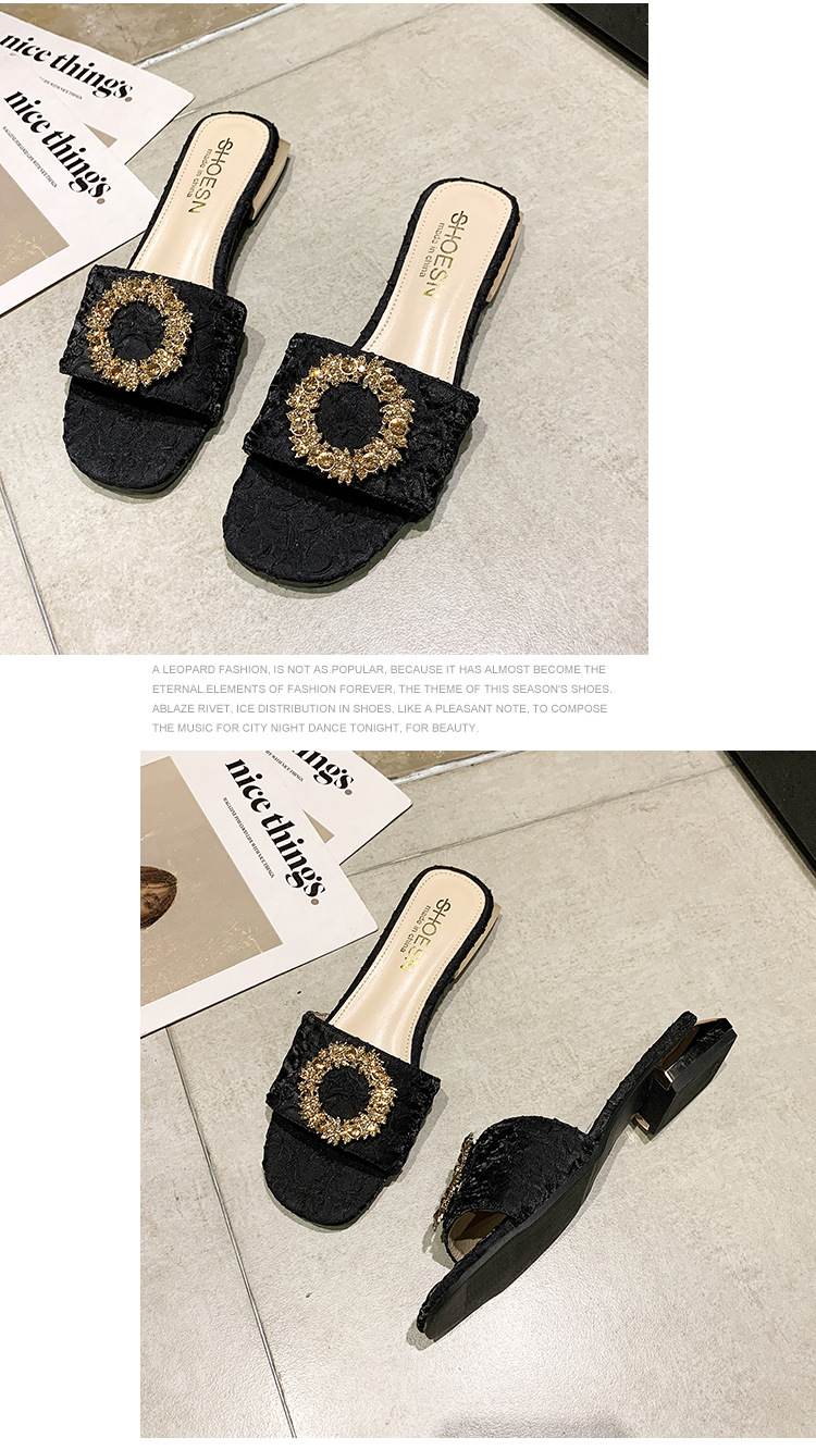 low-heeled flat-bottomed fashion one-word slippers  NSPE55971