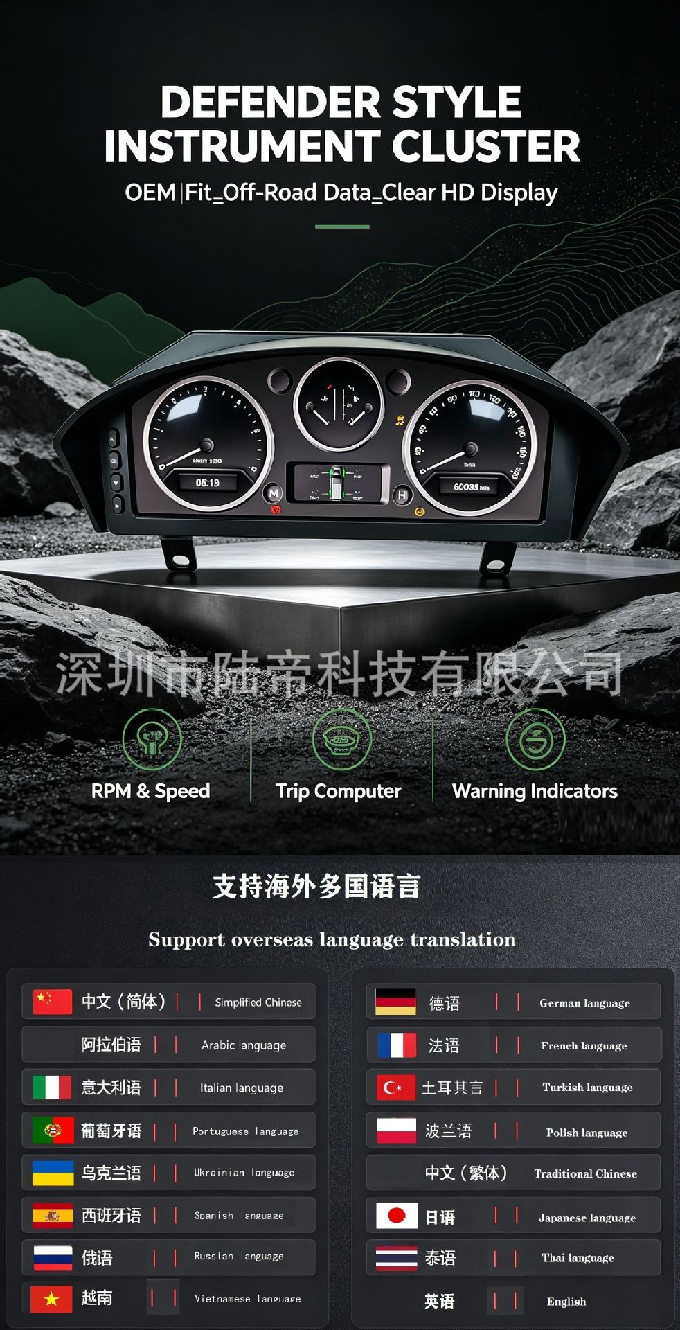 Suitable for Land Rover Defender Full Lcd Instrument Panel 12.3inch Old-To-New Instrument Assembly