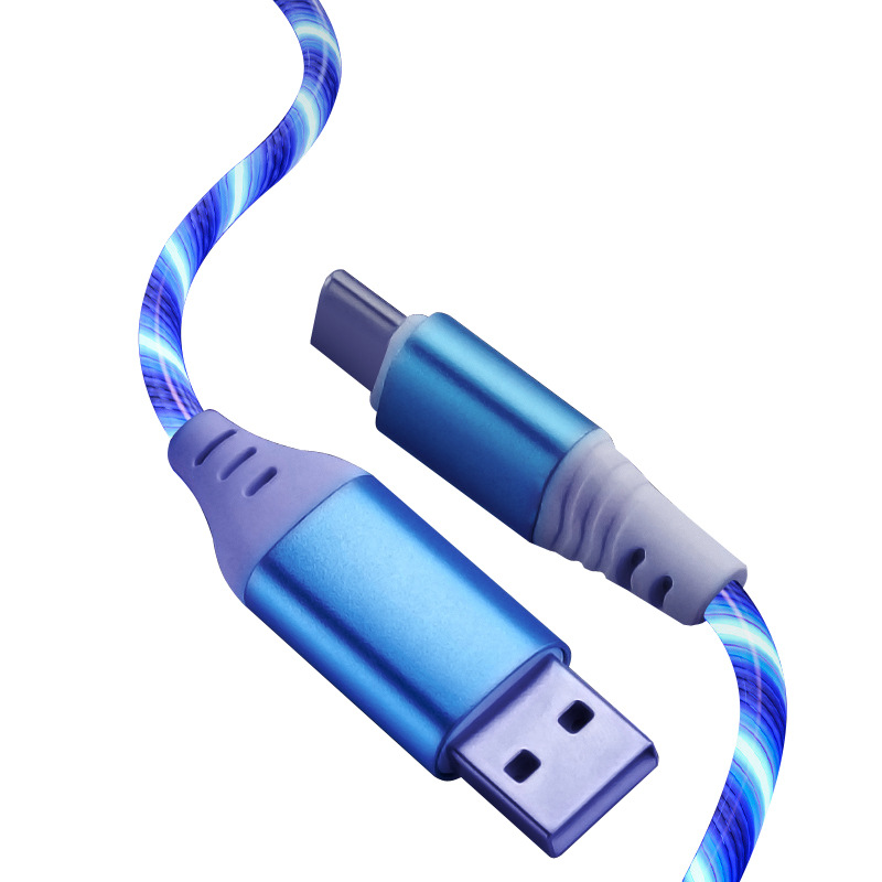 Apple 15 Huawei Schnelladekabel USB-Typ-C Auto LED Laufeffekt 1m 2m passend Streamer leuchtend Datenkabel - 6