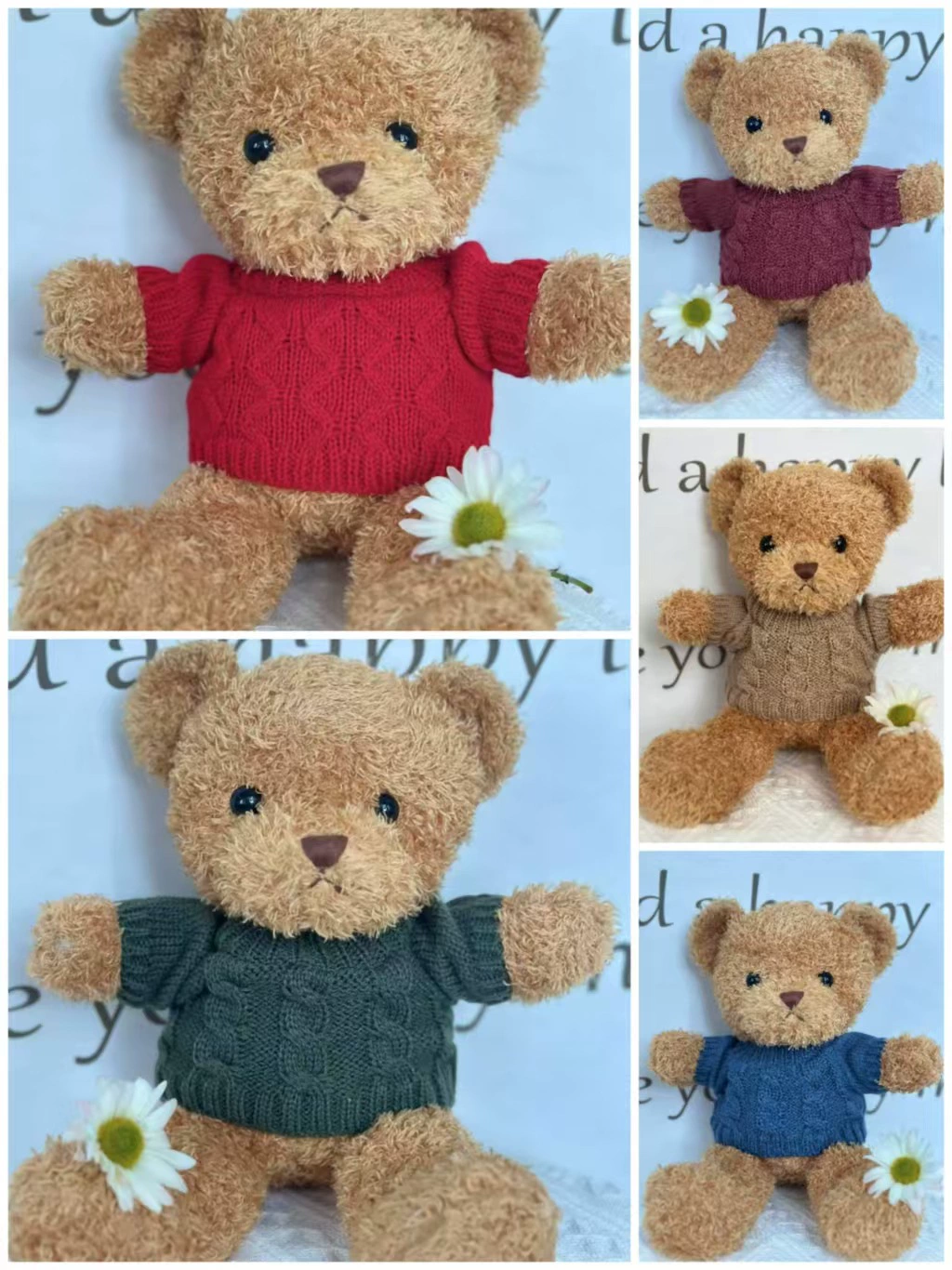 Plush bear clothes — changeable sweatshirts & sweaters for 20–50 cm bears, assorted designs