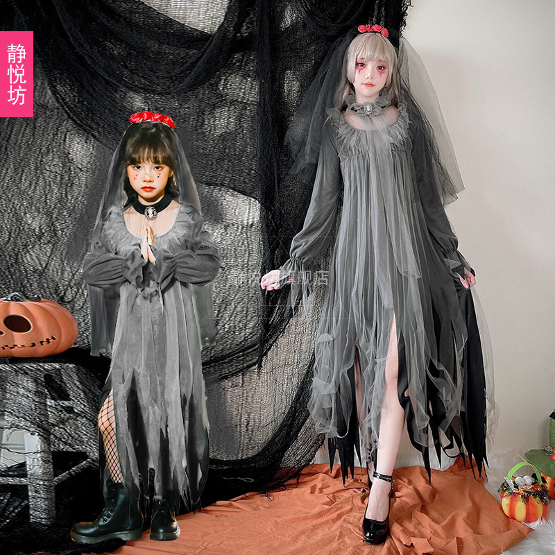 ハロウィーン児童服装吸血鬼cosワンピース魔女魔女夜精霊舞台ショー場ロングスカート|undefined