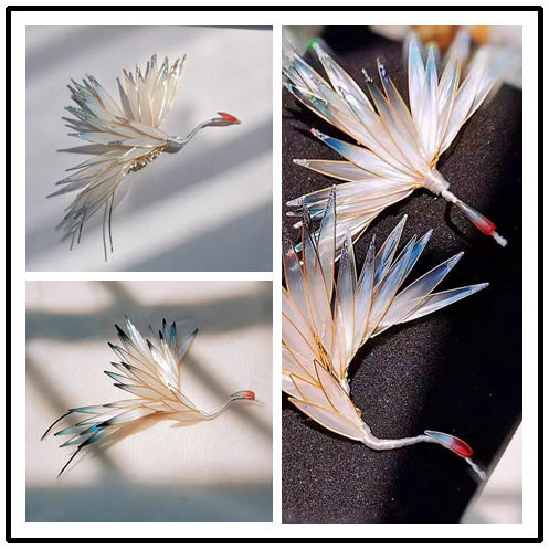 Qingfeng female childe original design handmade flower liquid crane hairpin Chinese clothing headdress makeup shooting hairpin Qingfeng female childe original design handmade flower liquid crane hairpin Chinese clothing headdress makeup shooting hairpin