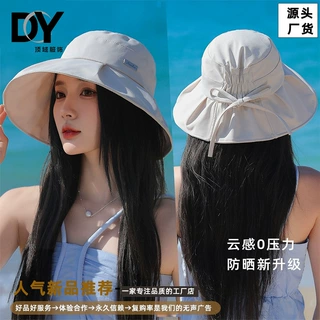 韩国春夏新款遮阳帽子女时尚气质纯色渔夫帽大头适合高级感防晒帽