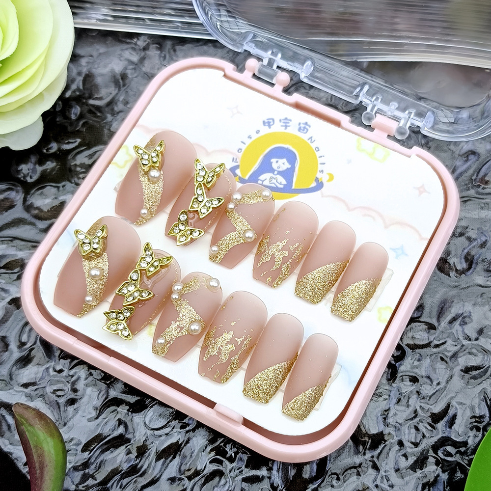 Uñas postizas Air Soft, sin pliegues, hechas a mano, piezas de uñas portátiles, piezas de uñas de material suave de lujo ligero, 24 piezas en caja de plástico, arte de uñas al por mayor.