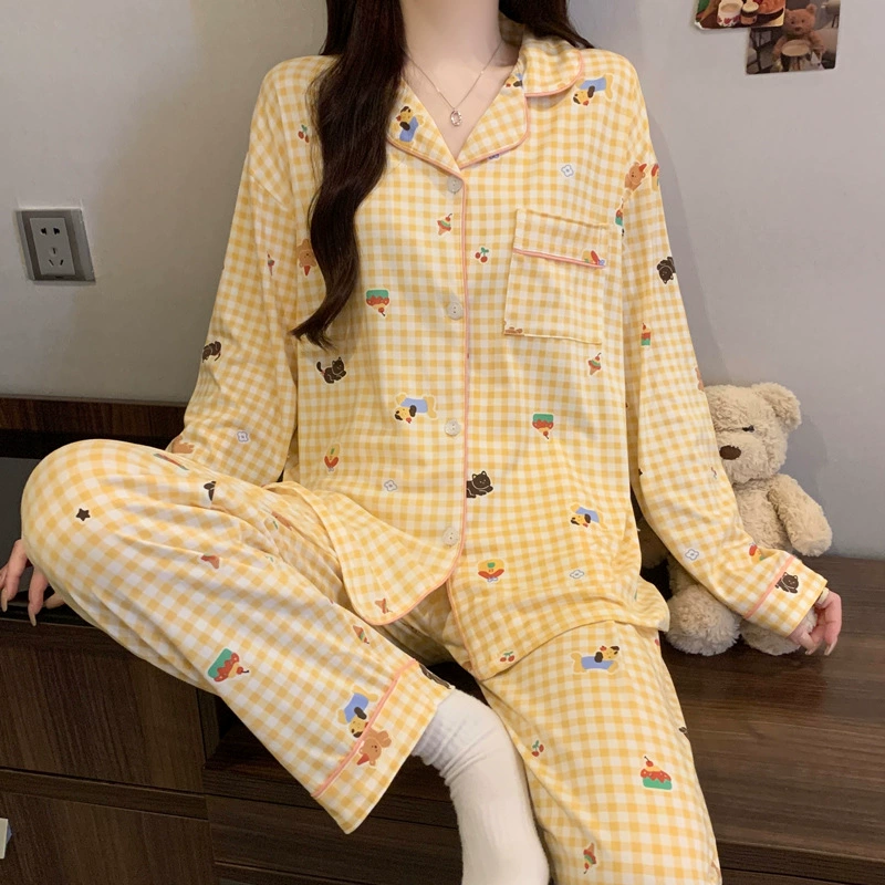 Осенний комплект пижамы, женская футболка с длинным рукавом (черный), мягкое ощущение высокого качества, размеры M–2XL
