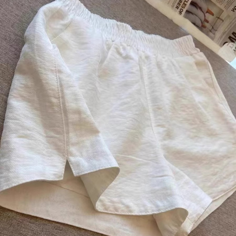 White Split Breathable Shorts Women's Summer Thin Loose Small All-Match A- Word Slimming Casual Wide-Leg Pants