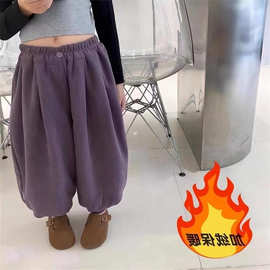 童裤子加绒加厚运动裤2023新款女大童秋冬装儿童洋气时髦别致卫裤
