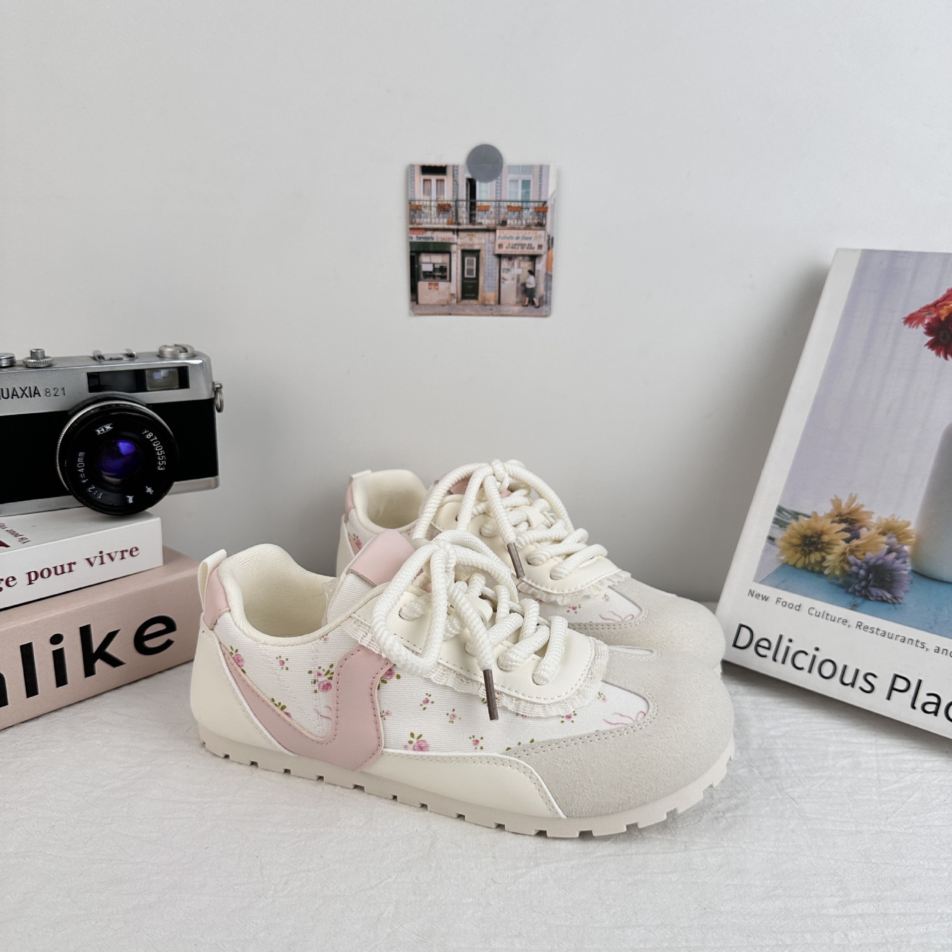 Zapatos de skate casuales de flores de ondas largas para mujeres 2025 nuevos zapatos de entrenamiento de verano de estilo