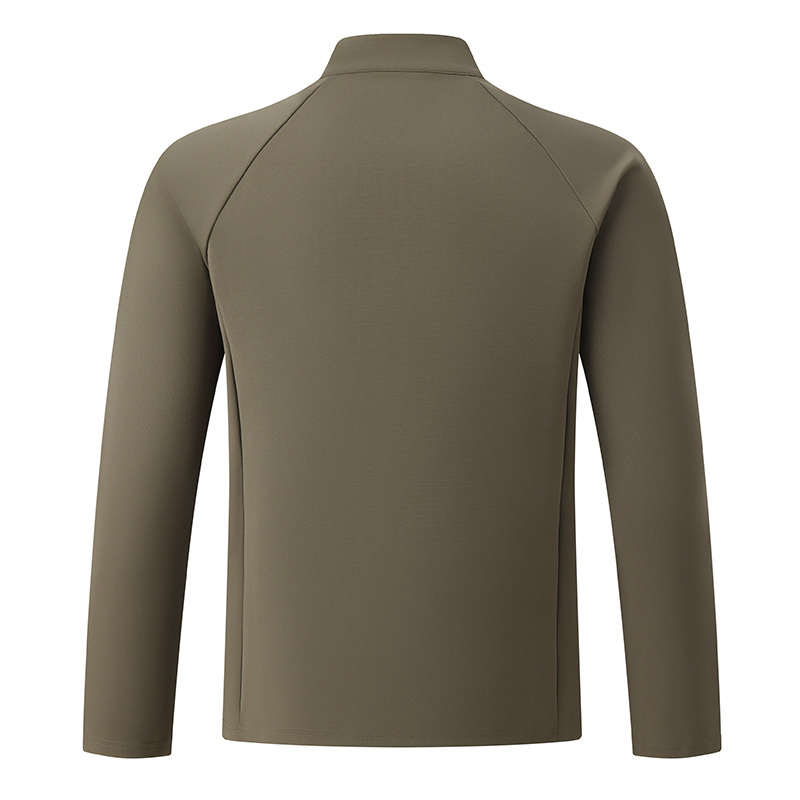 Otoño nuevo DiJiaPing medio cremallera tejido de cuello rápido seco deportivo camiseta de manga larga al aire libre chaqueta para hombre