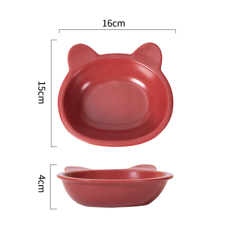 싱글 고양이 귀 그릇 - 빨간 그릇